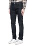 Front View - Click To Enlarge - SAINT LAURENT - Distressed coated skinny jeans