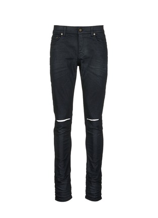 Main View - Click To Enlarge - SAINT LAURENT - Distressed coated skinny jeans