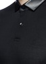 Detail View - Click To Enlarge - SAINT LAURENT - Lambskin leather collar piqué polo shirt