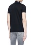 Back View - Click To Enlarge - SAINT LAURENT - Lambskin leather collar piqué polo shirt