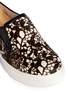 Detail View - Click To Enlarge - PEDDER RED - Lace print pony hair slip-ons