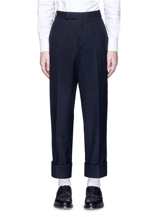 Main View - Click To Enlarge - THOM BROWNE  - Bouclé accent wool blend pants