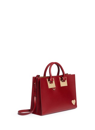 Front View - Click To Enlarge - SOPHIE HULME - 'Albion' large heart plate soft leather tote