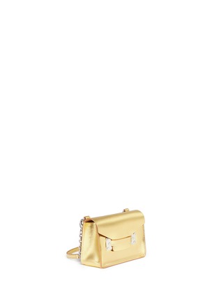 Front View - Click To Enlarge - SOPHIE HULME - 'Milner Nano' metallic leather crossbody bag