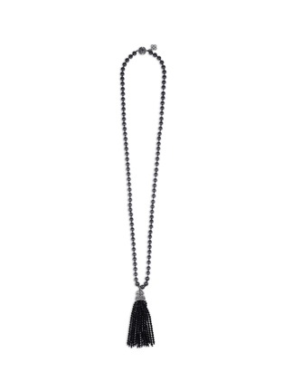Main View - Click To Enlarge - OSCAR DE LA RENTA - Pavé beaded tassel glass pearl necklace
