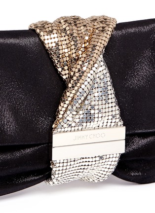 - JIMMY CHOO - 'Chandra' chain clasp shimmer suede clutch