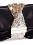  - JIMMY CHOO - 'Chandra' chain clasp shimmer suede clutch