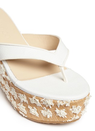 Detail View - Click To Enlarge - JIMMY CHOO - 'Paque 70' floral raffia wedge sandals