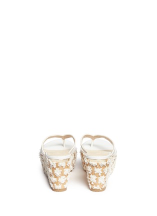 Back View - Click To Enlarge - JIMMY CHOO - 'Paque 70' floral raffia wedge sandals