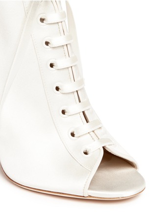 Detail View - Click To Enlarge - JIMMY CHOO - 'Freya 100' satin lace-up booties