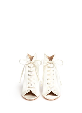 Front View - Click To Enlarge - JIMMY CHOO - 'Freya 100' satin lace-up booties