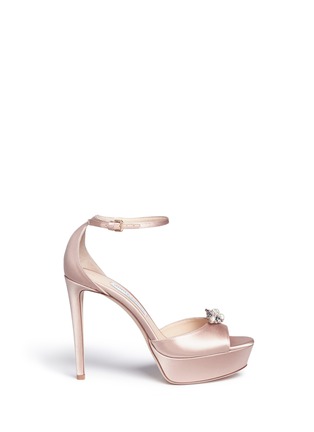 Main View - Click To Enlarge - JIMMY CHOO - 'Fantasy 120' detachable embellished clip satin sandals