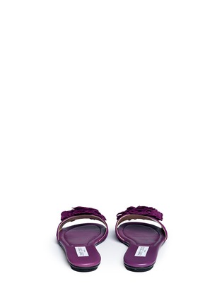 Back View - Click To Enlarge - JIMMY CHOO - 'Neave' strass floral appliqué suede slide sandals