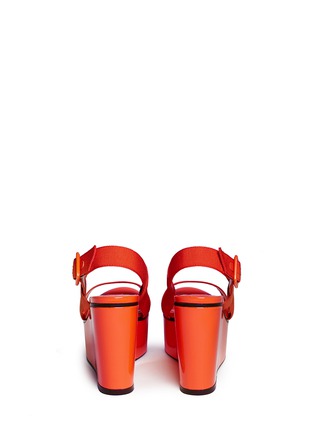 Back View - Click To Enlarge - JIMMY CHOO - 'Nazli 100' grosgrain slingback wedge sandals