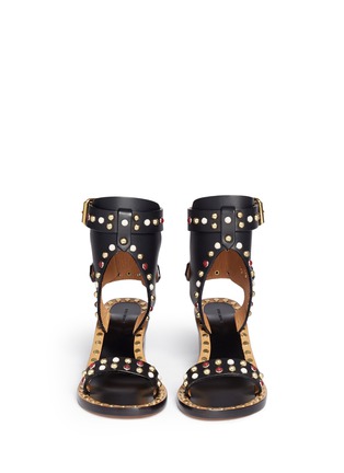 Front View - Click To Enlarge - ISABEL MARANT - 'Jaeryn' cabochon and stud leather sandals