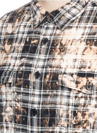 Detail View - Click To Enlarge - SAINT LAURENT - Bleached tartan plaid wrinkled shirt