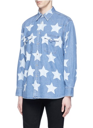 Front View - Click To Enlarge - SAINT LAURENT - Bleached star Western chambray shirt