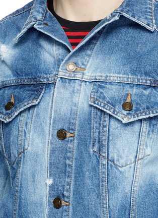 Detail View - Click To Enlarge - SAINT LAURENT - 'Sweet Dreams' patch distressed denim jacket