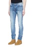 Front View - Click To Enlarge - SAINT LAURENT - Low rise rip and repair skinny jeans