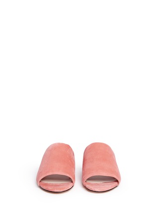 Front View - Click To Enlarge - PEDDER RED - Open toe suede mules
