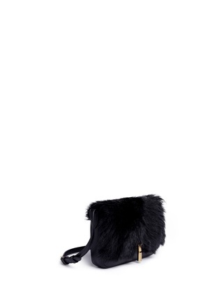 Detail View - Click To Enlarge - ELIZABETH AND JAMES - 'Cynnie' fur flap leather crossbody bag