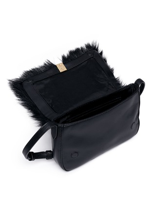 Detail View - Click To Enlarge - ELIZABETH AND JAMES - 'Cynnie' fur flap leather crossbody bag