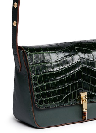 Detail View - Click To Enlarge - ELIZABETH AND JAMES - 'Cynnie' croc embossed flap leather shoulder bag