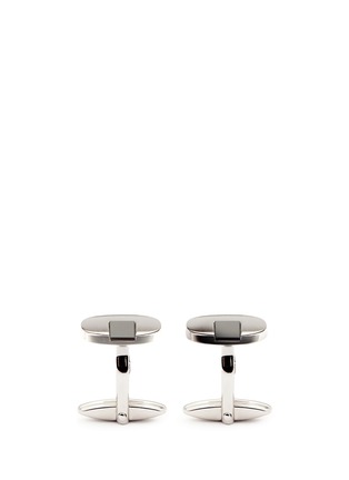 Main View - Click To Enlarge - LANVIN - Onyx stone stripe oval cufflinks