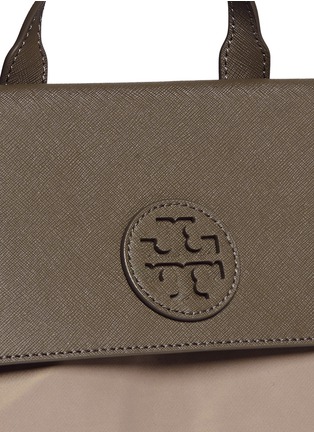 Detail View - Click To Enlarge - TORY BURCH - 'Ella' packable saffiano leather flap nylon backpack