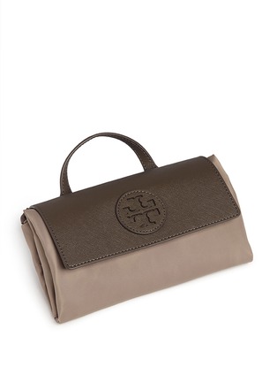 Detail View - Click To Enlarge - TORY BURCH - 'Ella' packable saffiano leather flap nylon backpack