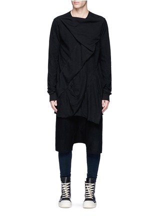 Main View - Click To Enlarge - RICK OWENS DRKSHDW - 'Wreck' drape patchwork long sleeve T-shirt