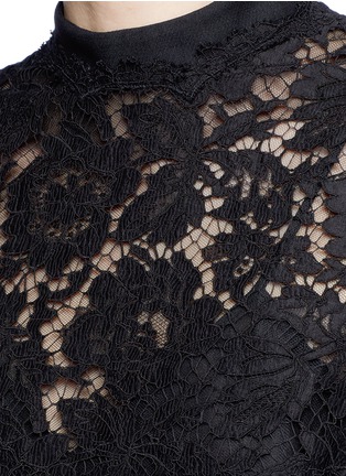 Detail View - Click To Enlarge - VALENTINO GARAVANI - Lace cape sleeve Crepe Couture dress