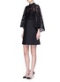 Figure View - Click To Enlarge - VALENTINO GARAVANI - Lace cape sleeve Crepe Couture dress