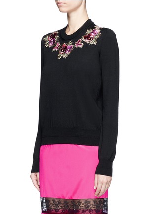 Front View - Click To Enlarge - GIVENCHY - Floral embroidery wool knit sweater