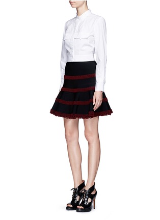 Figure View - Click To Enlarge - ALAÏA - Pocket cropped poplin shirt