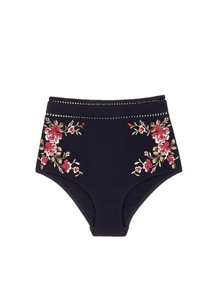 Main View - Click To Enlarge - ZIMMERMANN - 'Sakura' floral embroidery high waist bikini bottoms