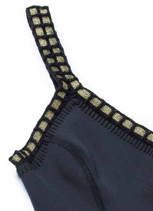 Detail View - Click To Enlarge - KIINI - 'Chacha' metallic crochet trim scoop back one-piece swimsuit