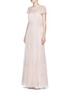 Figure View - Click To Enlarge - NEEDLE & THREAD - Inset lace crinkled chiffon gown
