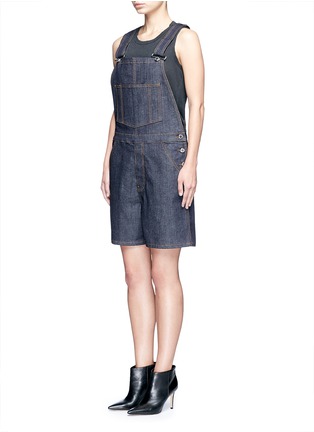 Front View - Click To Enlarge - GIVENCHY - Denim dungaree rompers