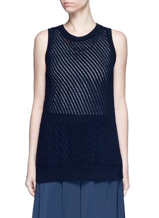 Main View - Click To Enlarge - VINCE - Mesh stitch cotton tank
