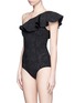 Figure View - Click To Enlarge - LISA MARIE FERNANDEZ - 'Arden' flounce one-shoulder bonded swimsuit