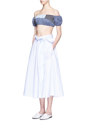 Figure View - Click To Enlarge - LISA MARIE FERNANDEZ - Patchwork chambray beach skirt