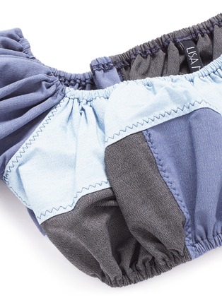 Detail View - Click To Enlarge - LISA MARIE FERNANDEZ - 'Leandra' patchwork chambray off-shoulder bikini set
