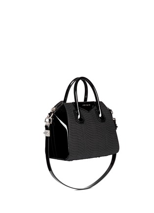 Figure View - Click To Enlarge - GIVENCHY - 'Antigona' small python panel patent leather bag
