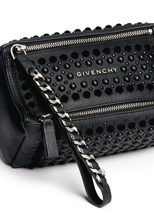 Detail View - Click To Enlarge - GIVENCHY - 'Pandora' velvet stud leather wristlet pouch