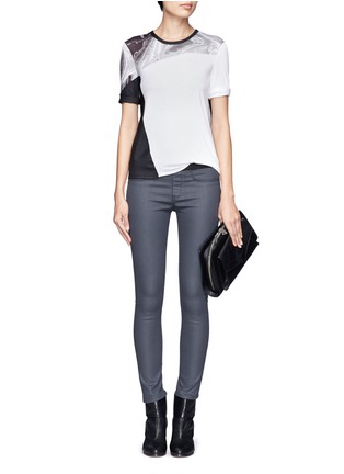Figure View - Click To Enlarge - HELMUT LANG - Coated cotton blend skinny pants