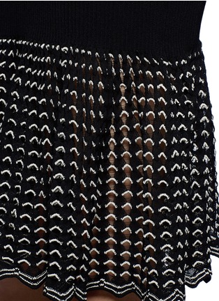 Detail View - Click To Enlarge - ALEXANDER MCQUEEN - Bi-colour eyelet hem ribbed-knit skirt