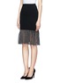 Front View - Click To Enlarge - ALEXANDER MCQUEEN - Bi-colour eyelet hem ribbed-knit skirt