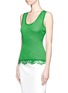 Front View - Click To Enlarge - EMILIO PUCCI - Lace-trim silk tank top