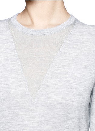 Detail View - Click To Enlarge - THEORY - Contrast knit wool-blend round neck sweater